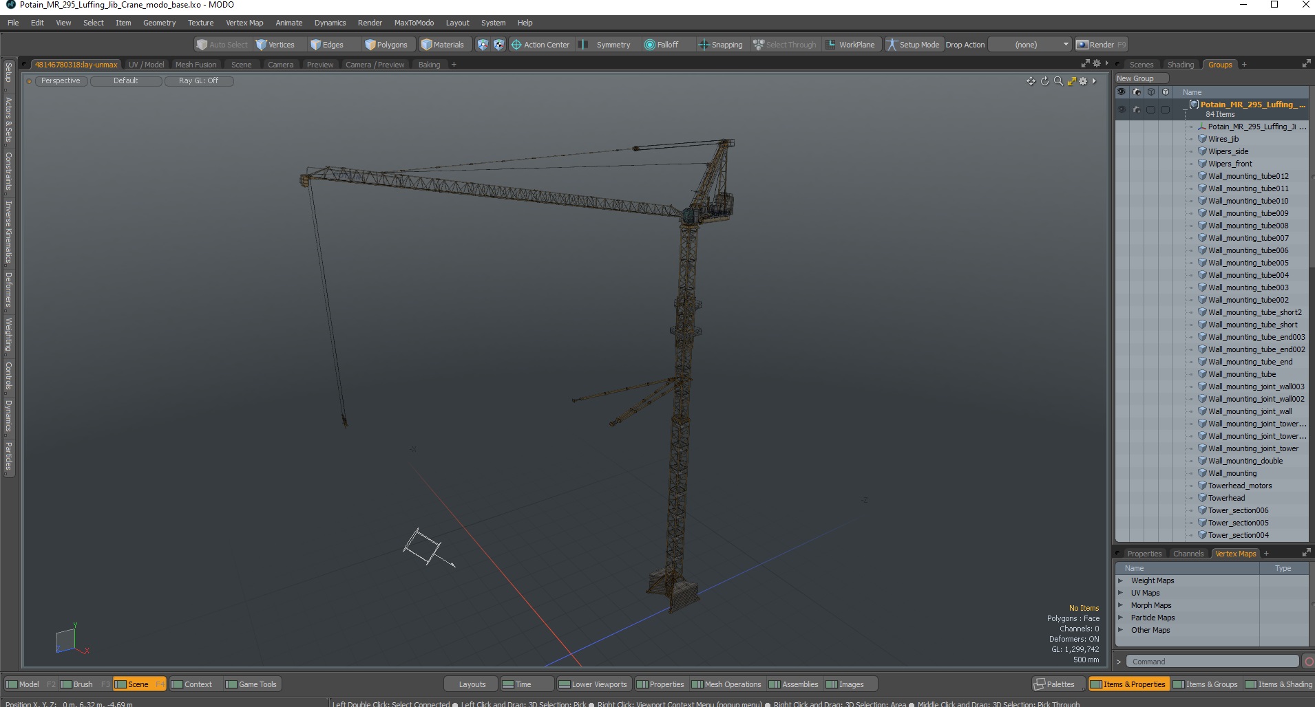 3D Potain MR 295 Luffing Jib Crane