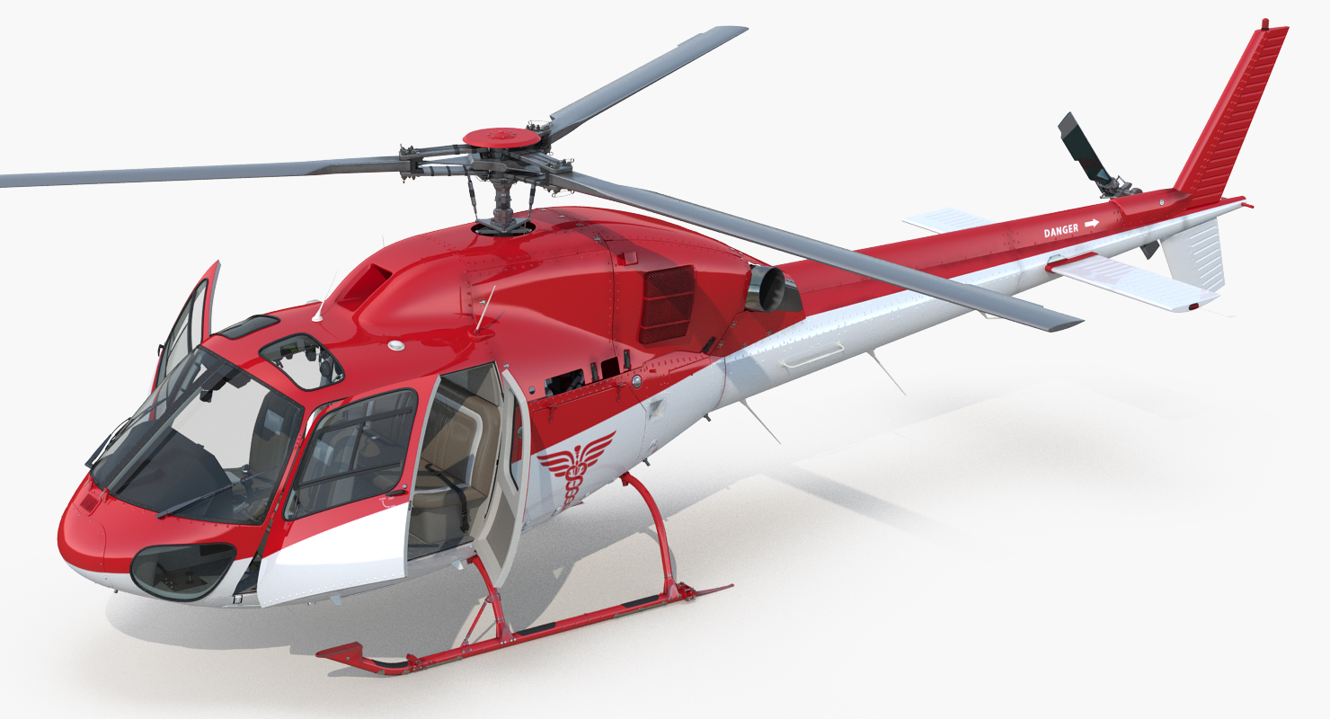 3D model Medical Air Rescue Helicopter Eurocopter AS 355N Rigged