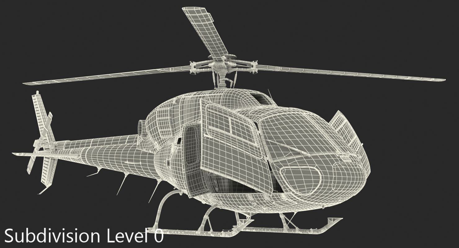 3D model Medical Air Rescue Helicopter Eurocopter AS 355N Rigged