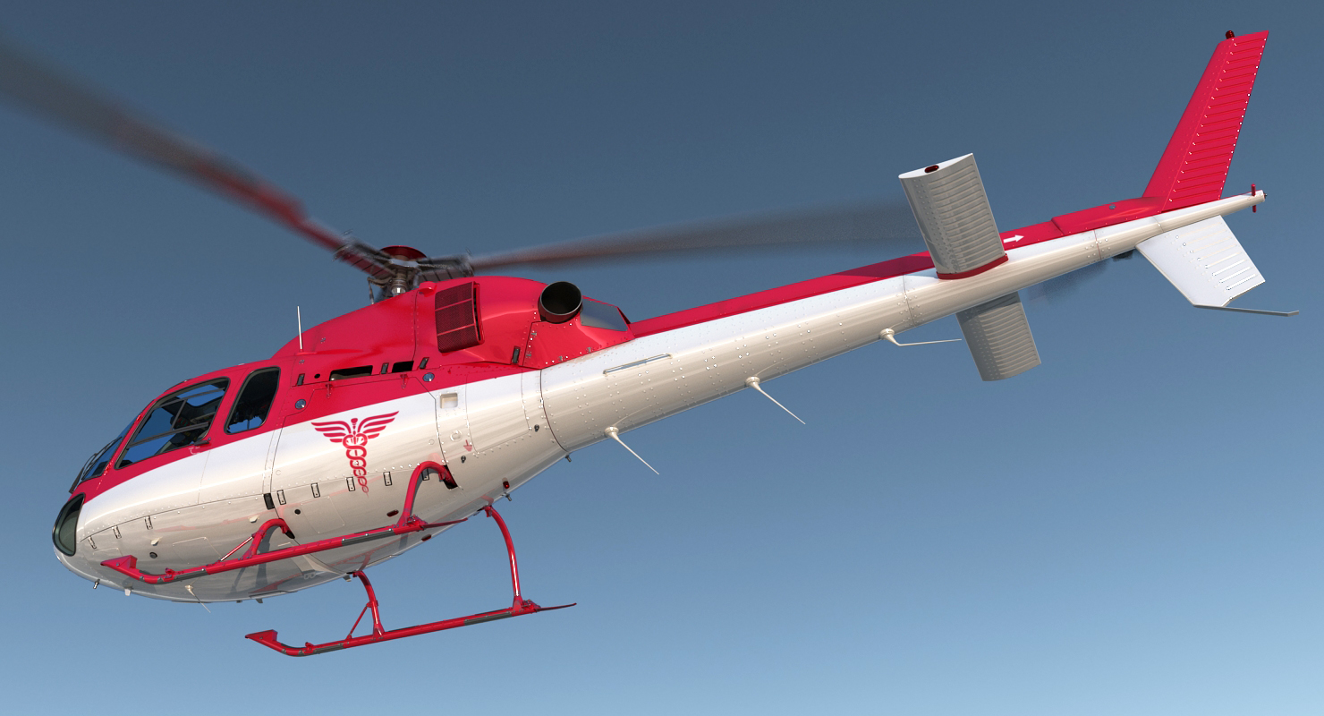 3D model Medical Air Rescue Helicopter Eurocopter AS 355N Rigged