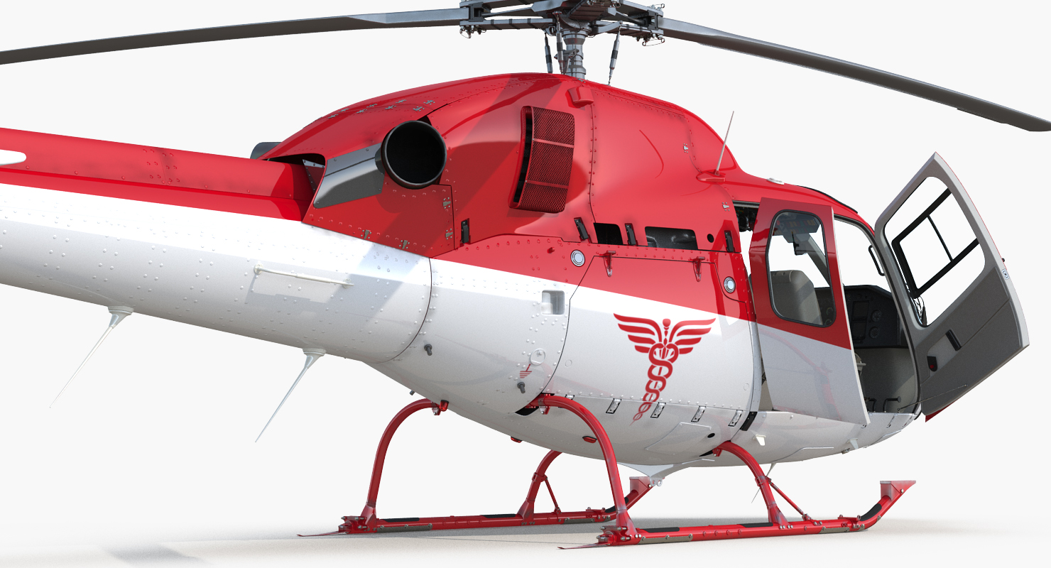 3D model Medical Air Rescue Helicopter Eurocopter AS 355N Rigged