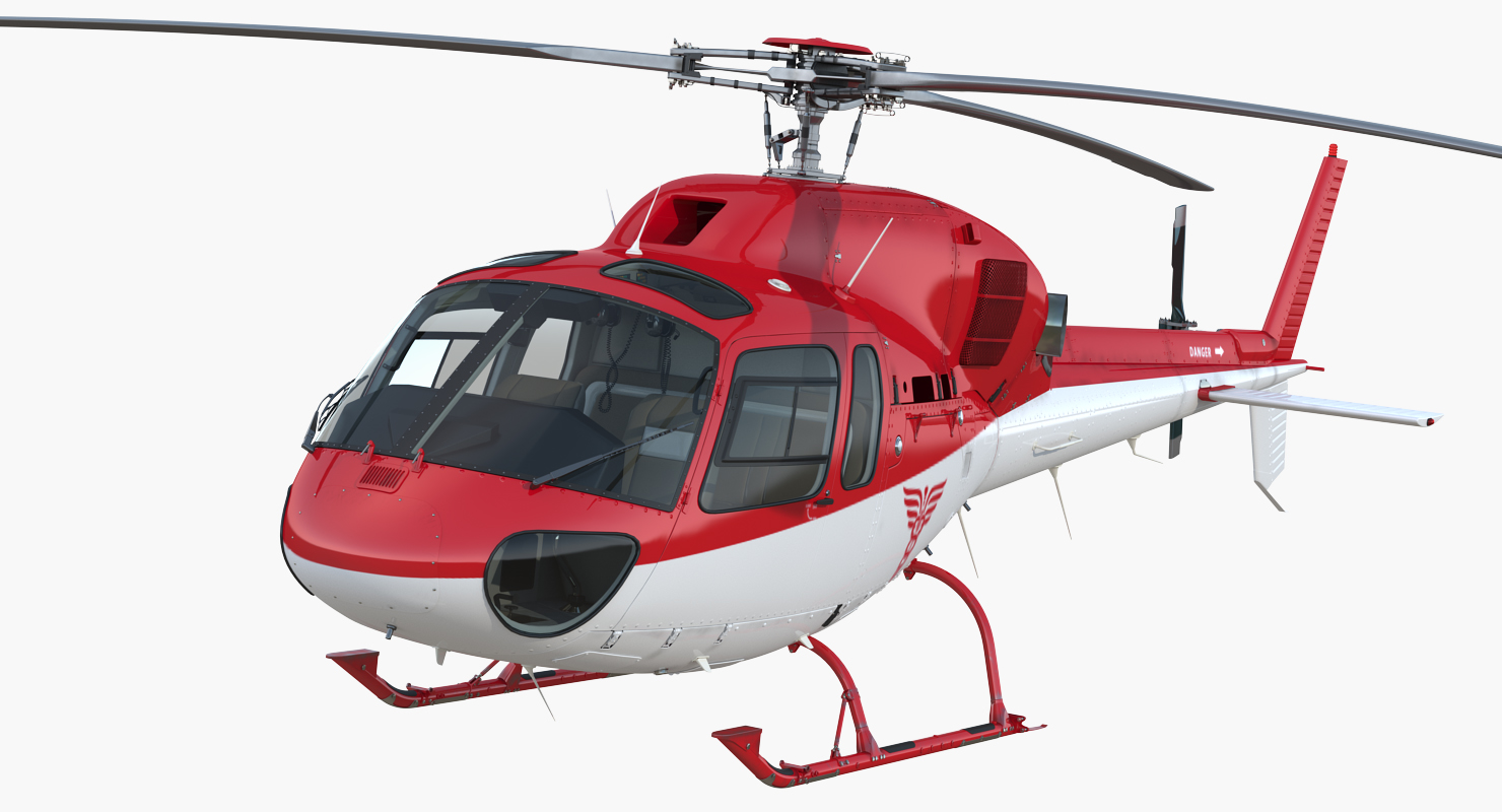 3D model Medical Air Rescue Helicopter Eurocopter AS 355N Rigged