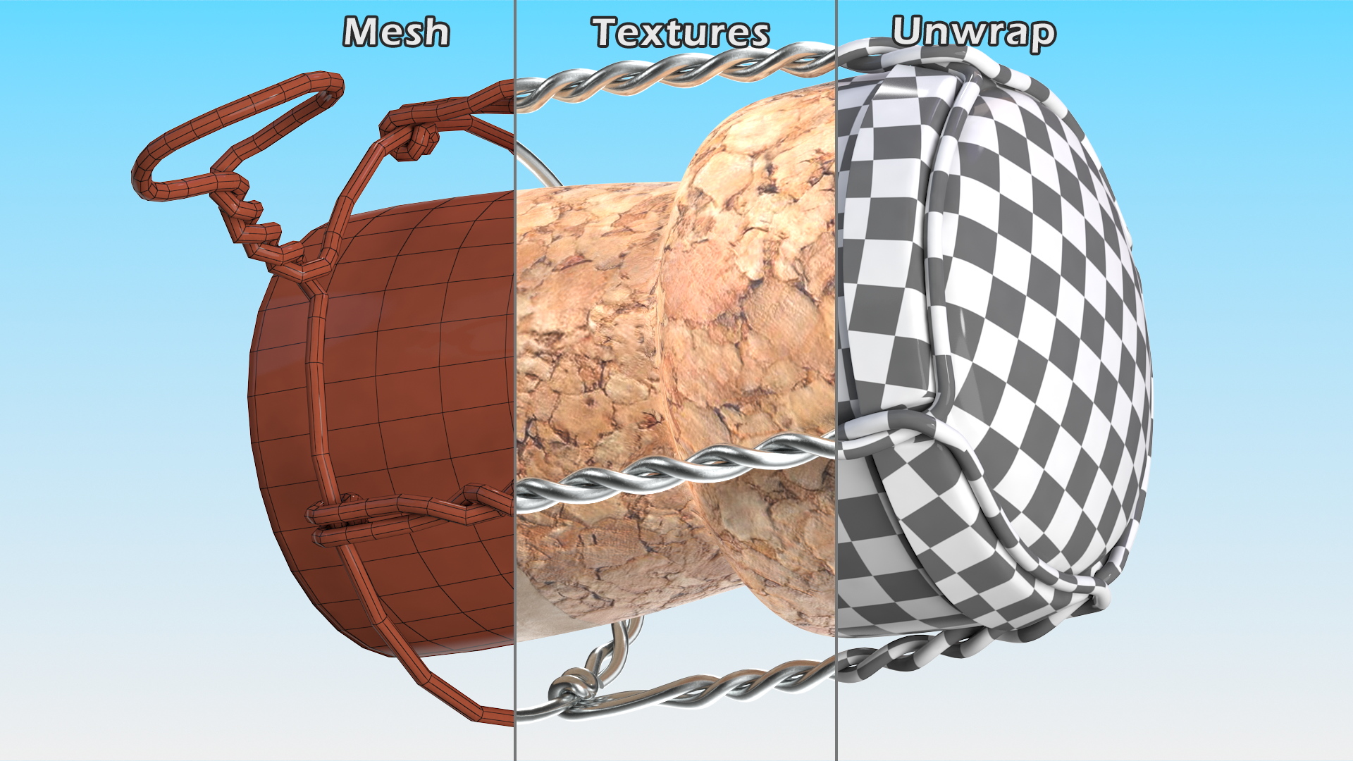 Wine Cork Upright with Wire Muzzle 3D model