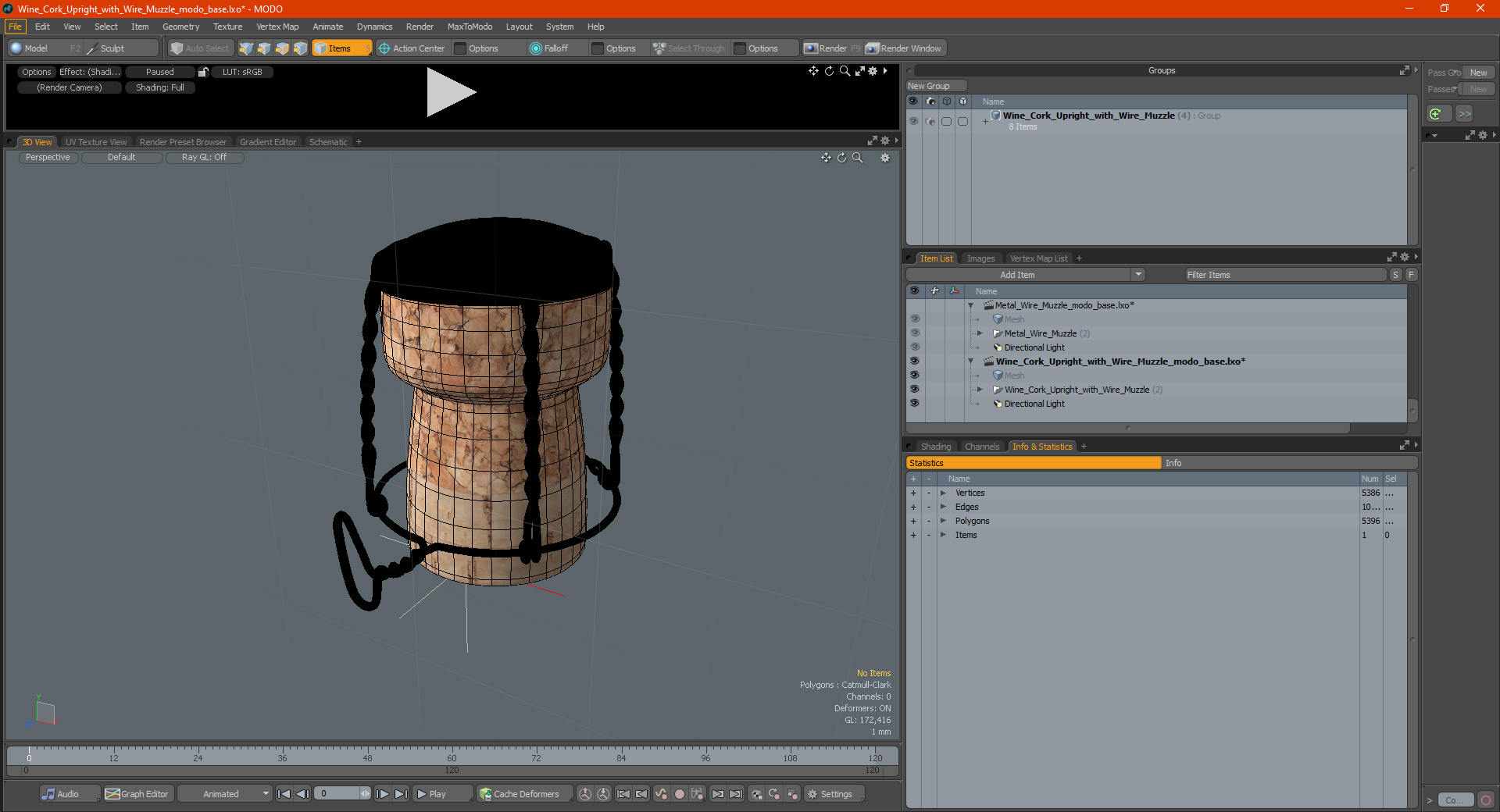 Wine Cork Upright with Wire Muzzle 3D model