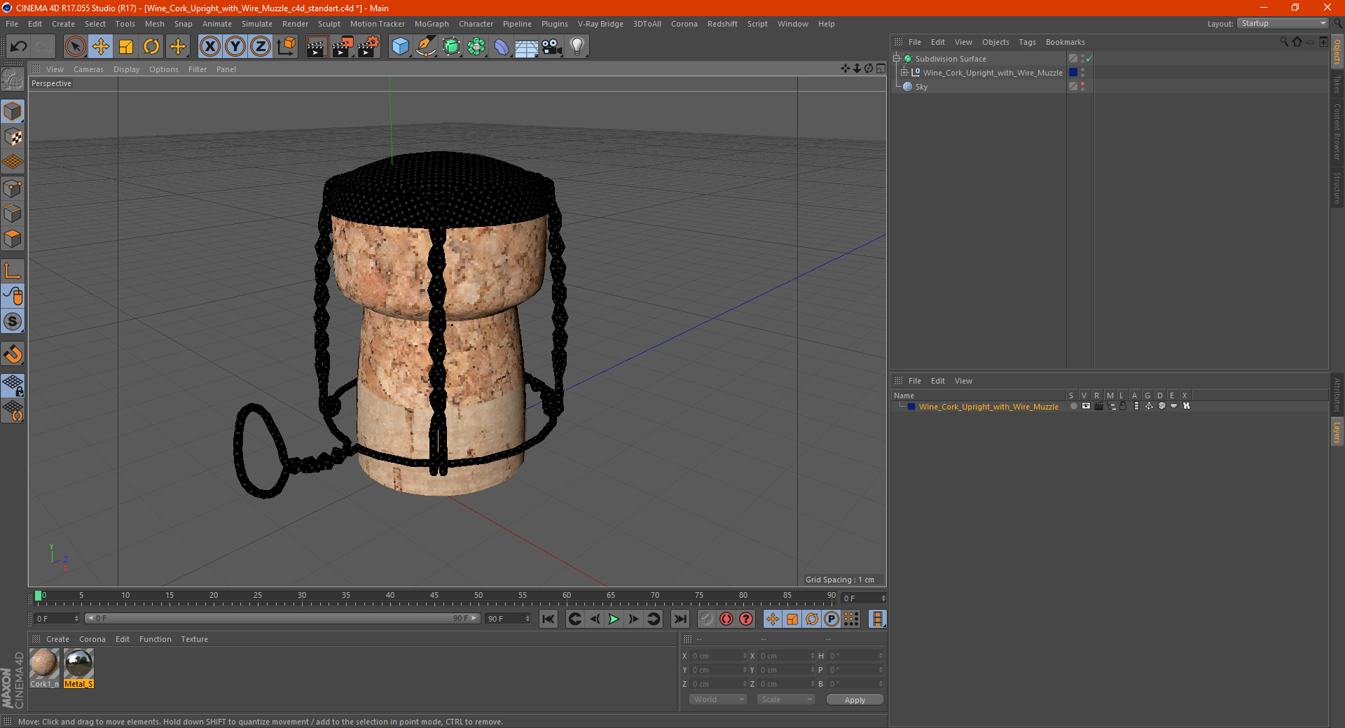 Wine Cork Upright with Wire Muzzle 3D model
