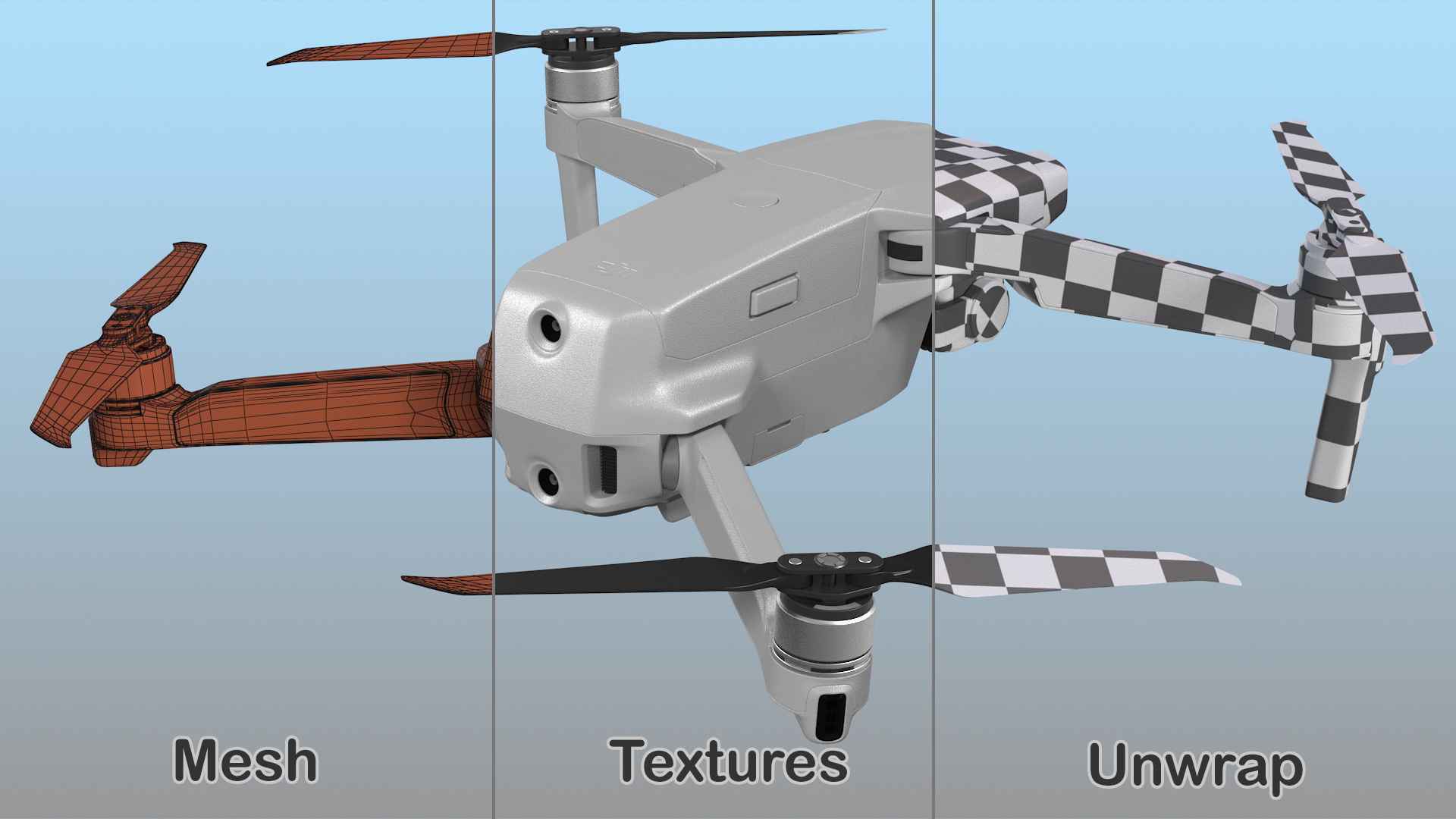 3D DJI Mavic Air2 Drone with DJI Smart Controller