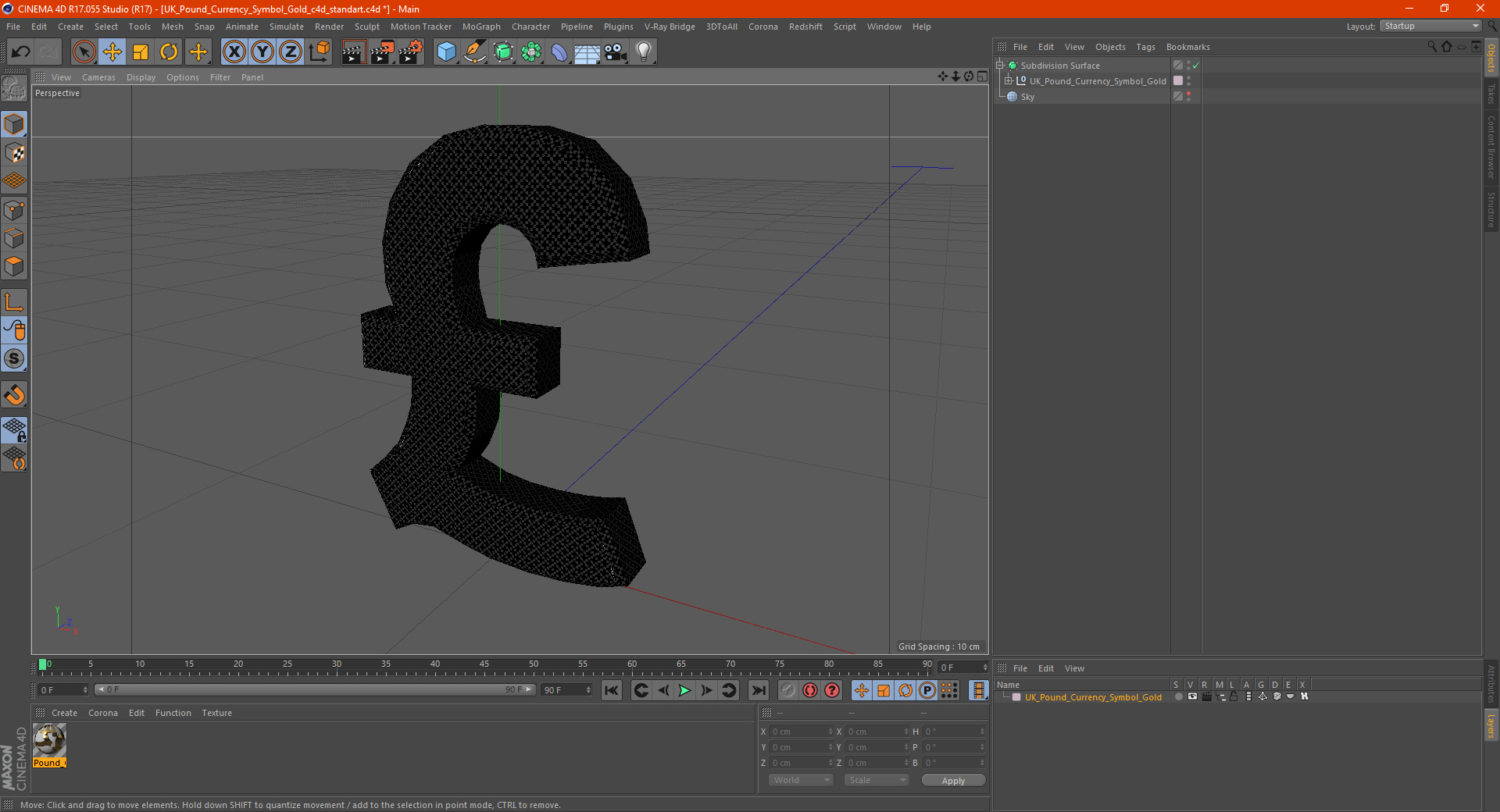 3D UK Pound Currency Symbol Silver