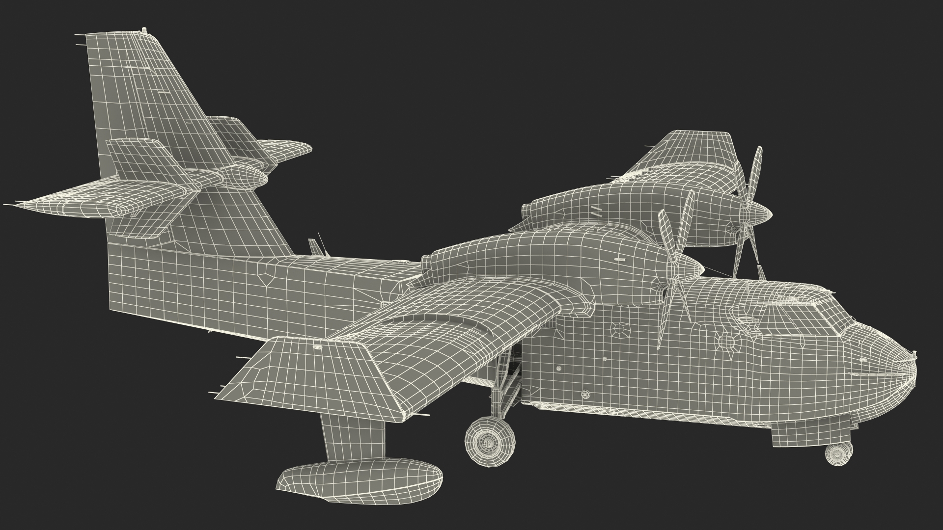 3D Canadair D415 Amphibious Water Bomber Rigged for Maya model