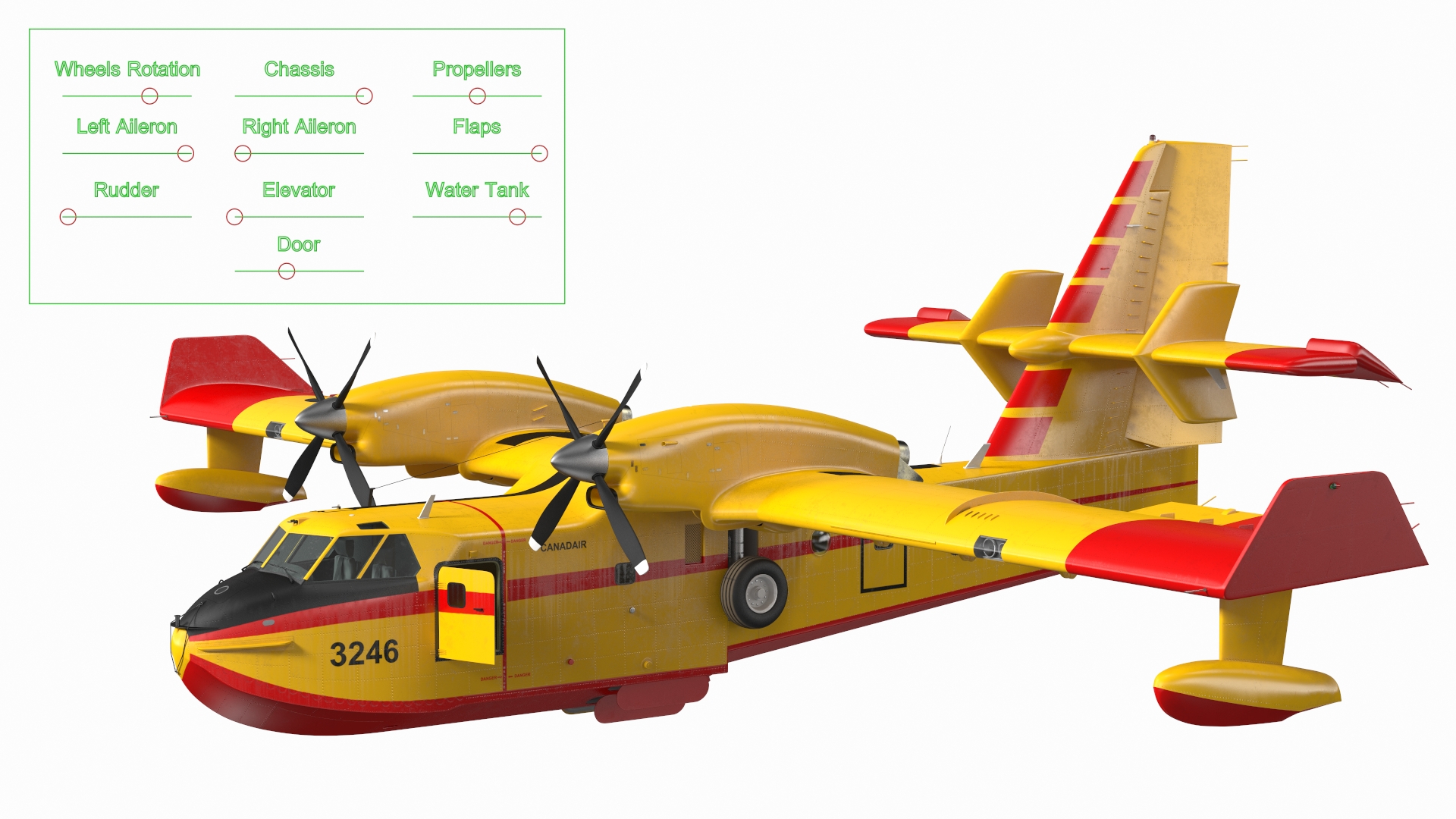 3D Canadair D415 Amphibious Water Bomber Rigged for Maya model