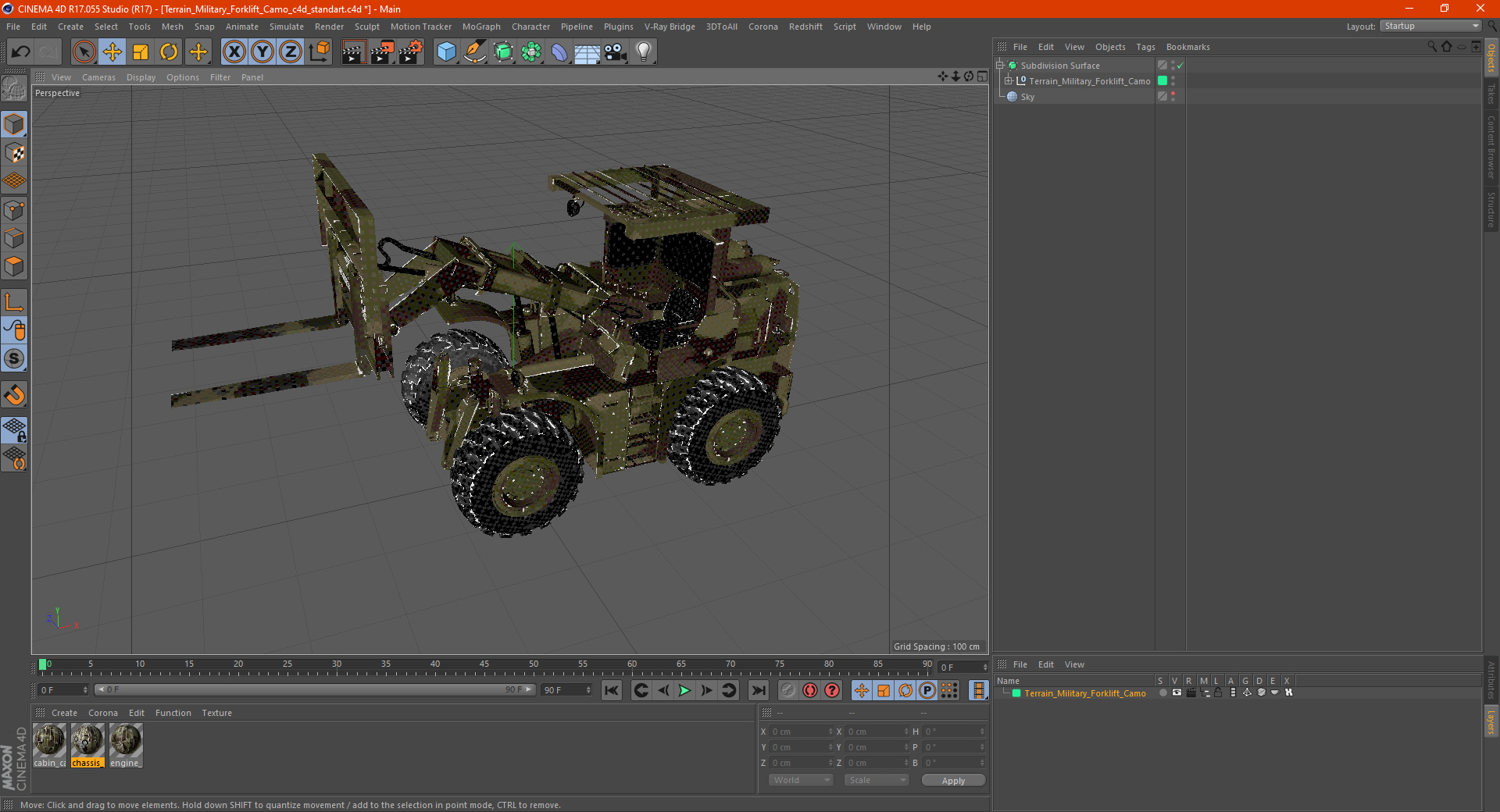 3D model Terrain Military Forklift Camo