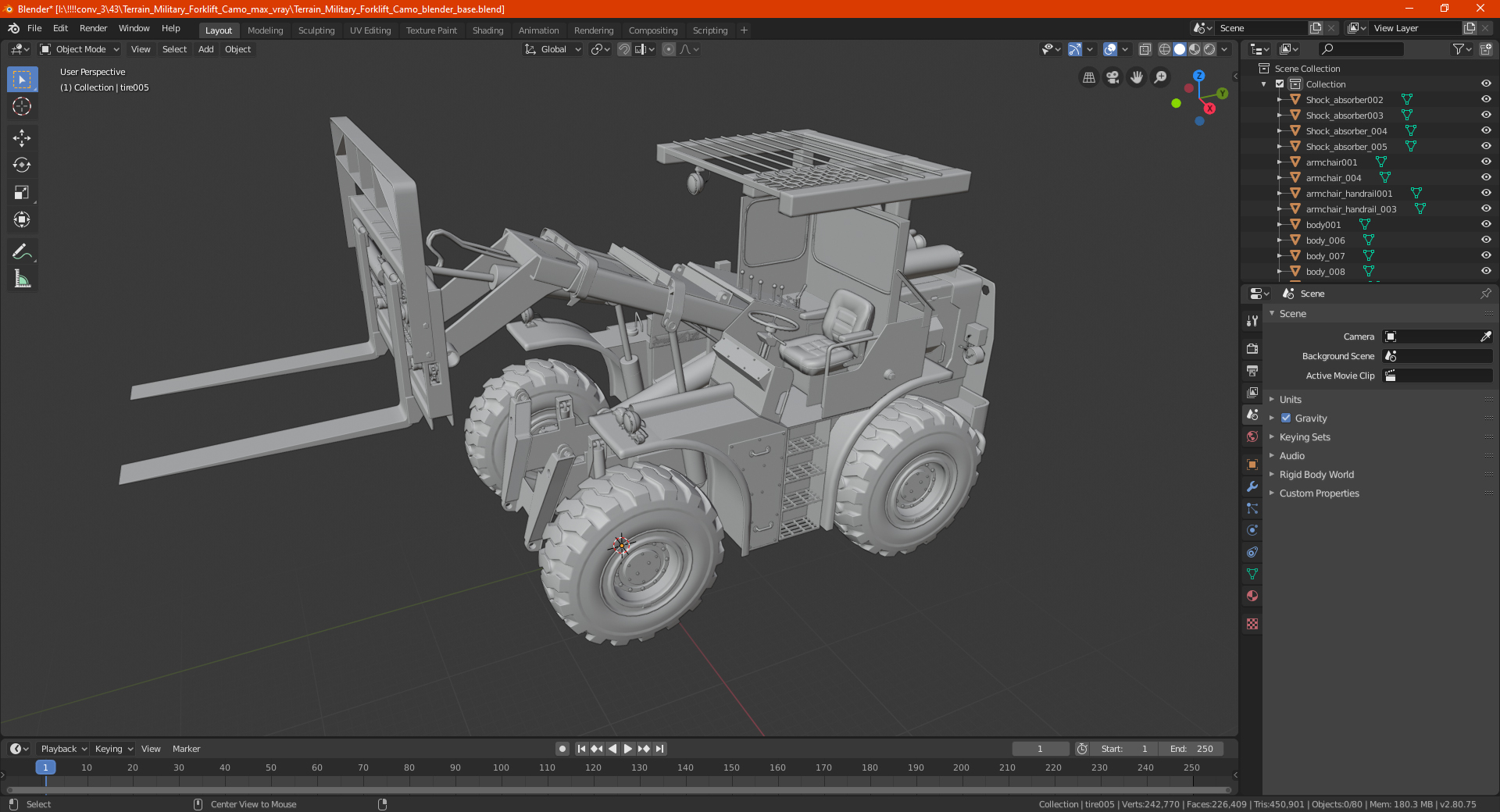3D model Terrain Military Forklift Camo