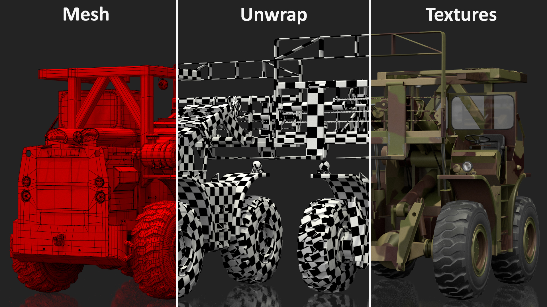 3D model Terrain Military Forklift Camo