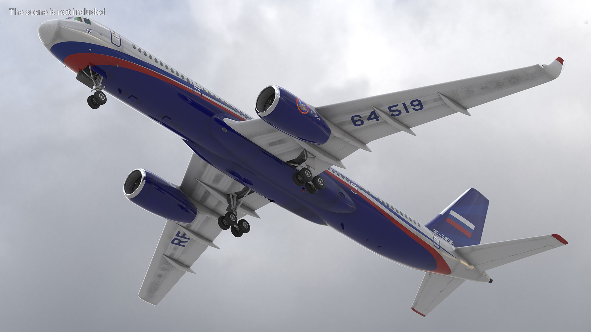 Tupolev Tu-214 Jet Airliner Rigged 3D model