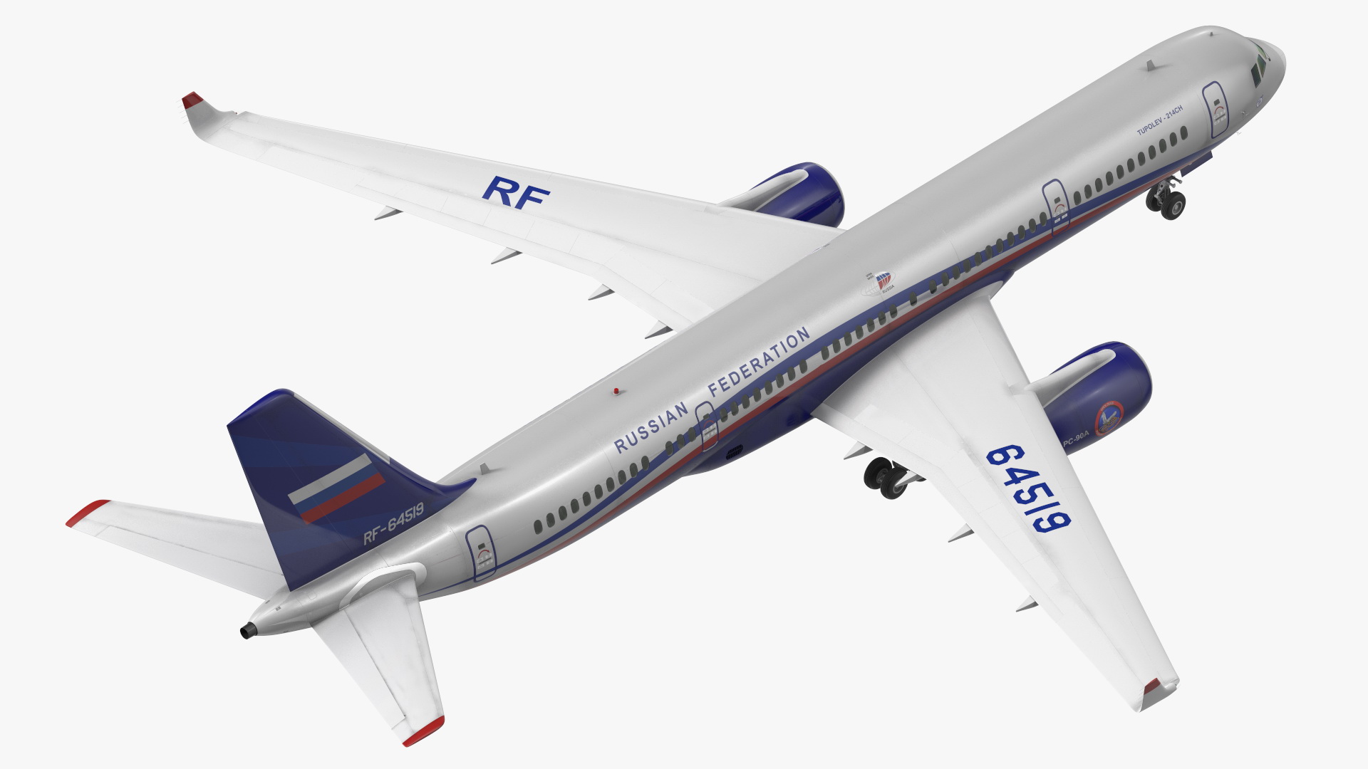 Tupolev Tu-214 Jet Airliner Rigged 3D model