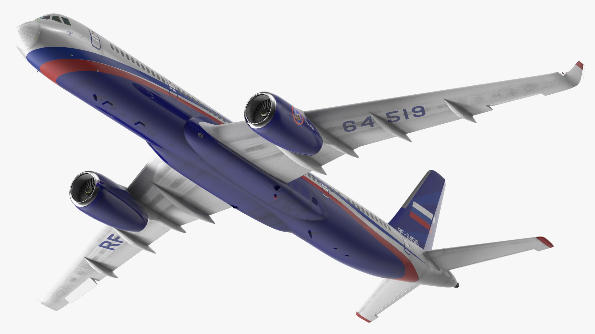 Tupolev Tu-214 Jet Airliner Rigged 3D model