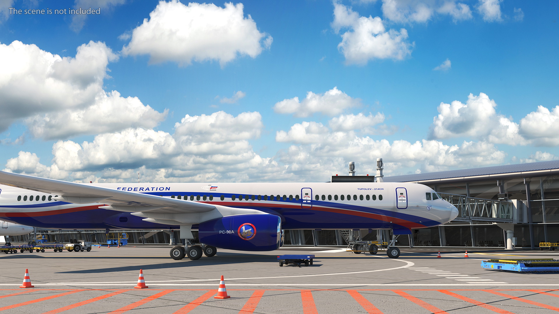 Tupolev Tu-214 Jet Airliner Rigged 3D model