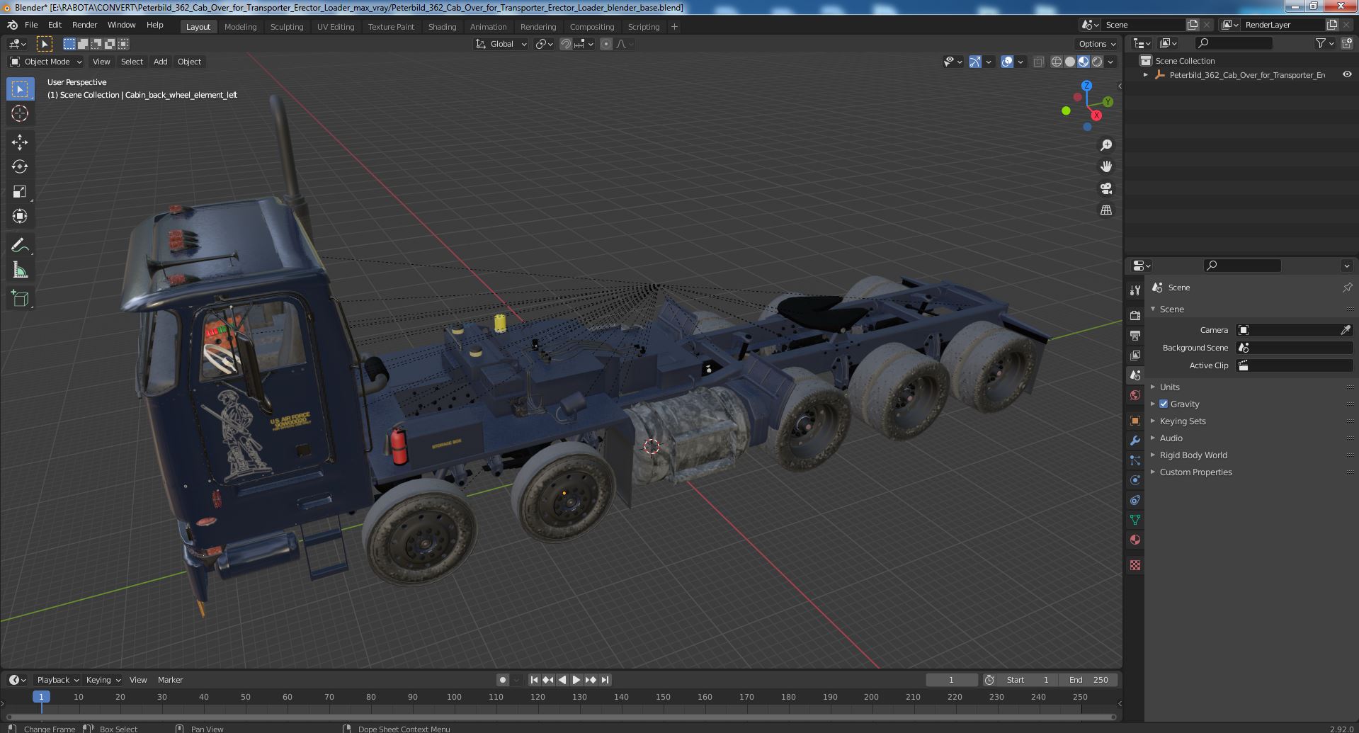 3D Peterbild 362 Cab Over for Transporter Erector Loader model