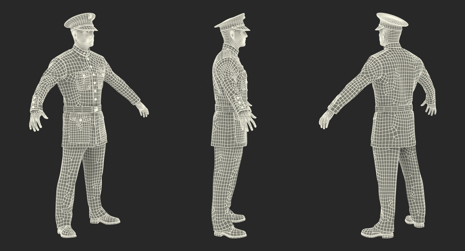 3D US Marine Corps Soldier in Parade Uniform Rigged model