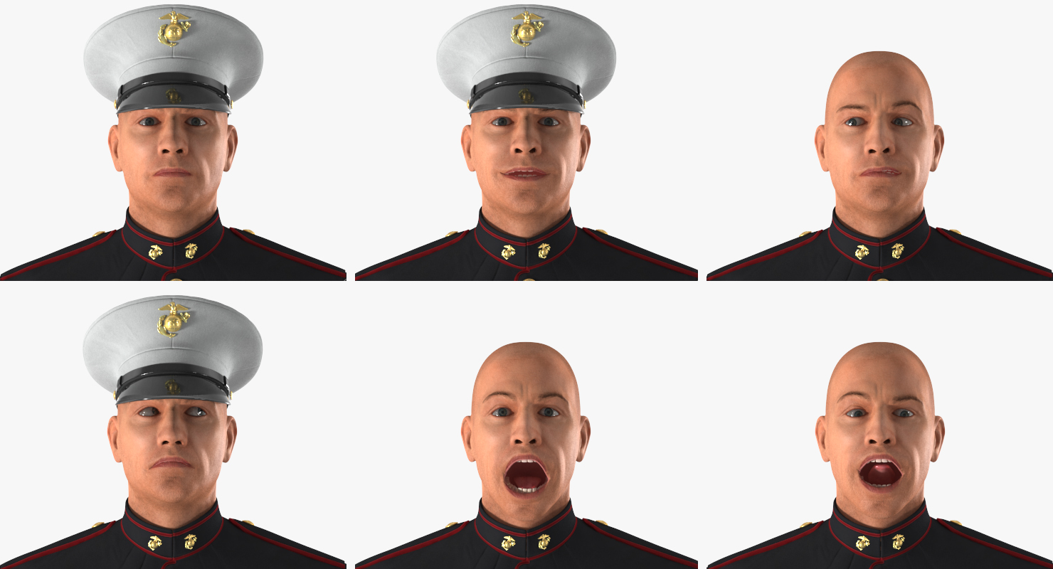 3D US Marine Corps Soldier in Parade Uniform Rigged model