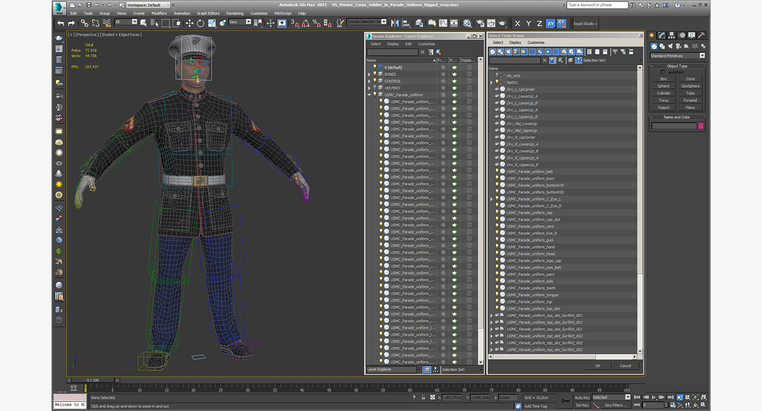 3D US Marine Corps Soldier in Parade Uniform Rigged model