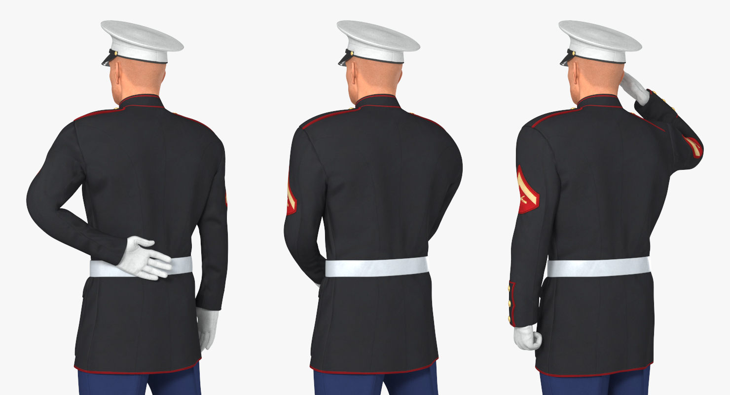 3D US Marine Corps Soldier in Parade Uniform Rigged model