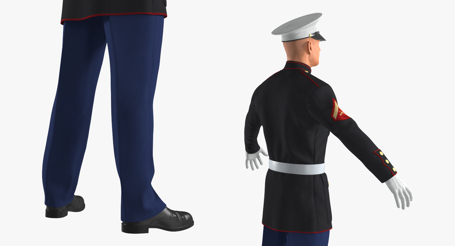 3D US Marine Corps Soldier in Parade Uniform Rigged model