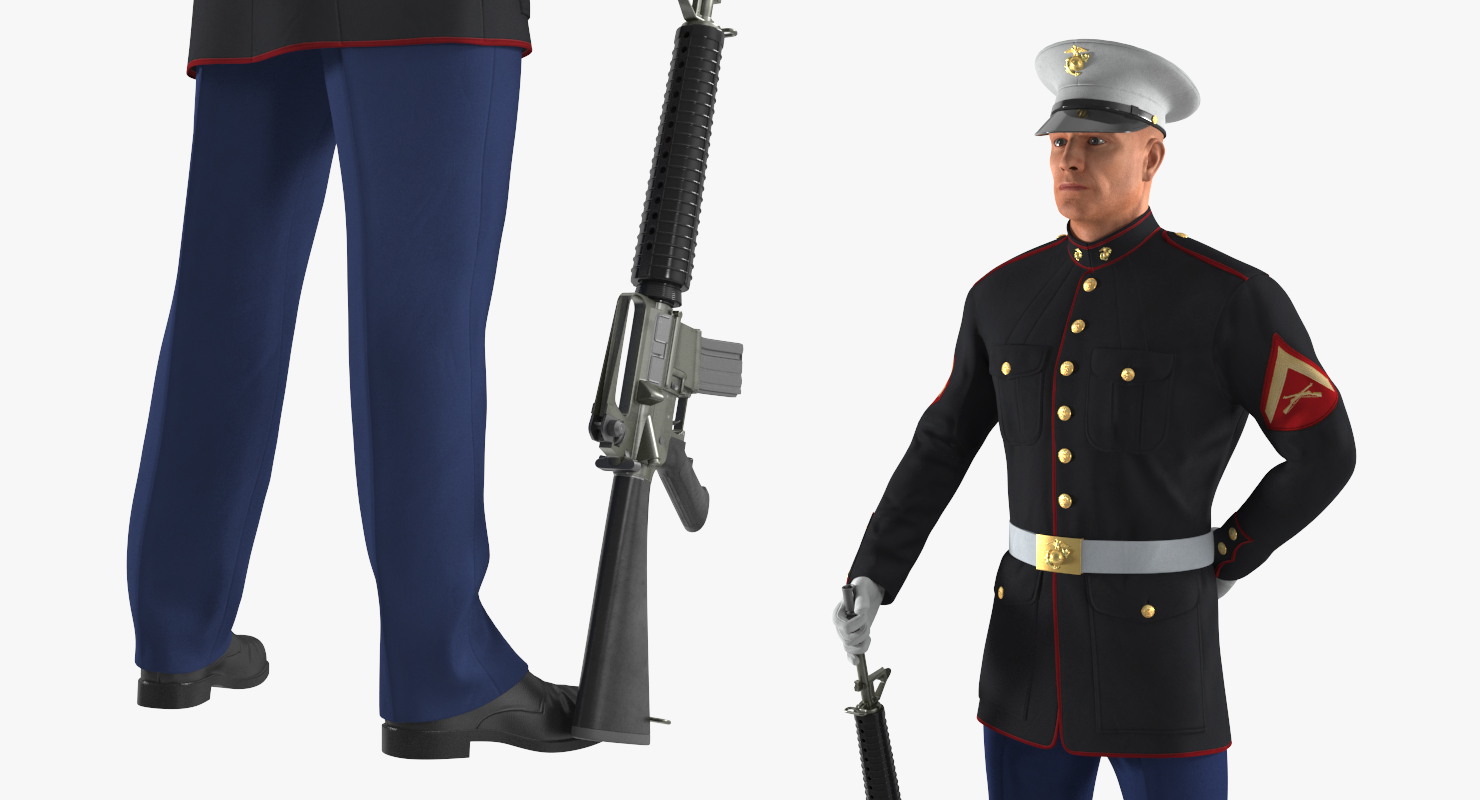 3D US Marine Corps Soldier in Parade Uniform Rigged model