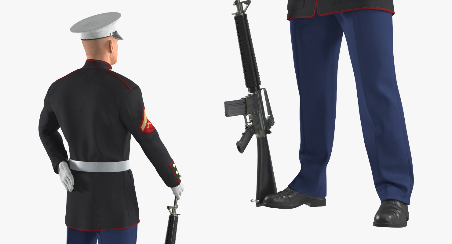 3D US Marine Corps Soldier in Parade Uniform Rigged model