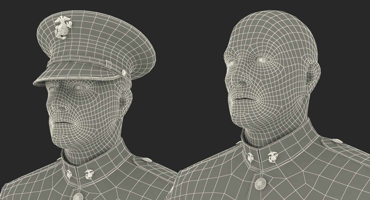 3D US Marine Corps Soldier in Parade Uniform Rigged model