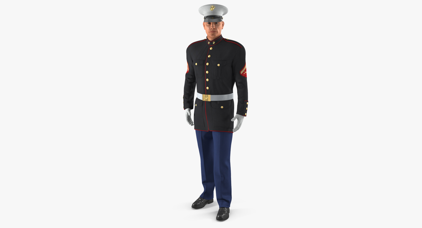 3D US Marine Corps Soldier in Parade Uniform Rigged model