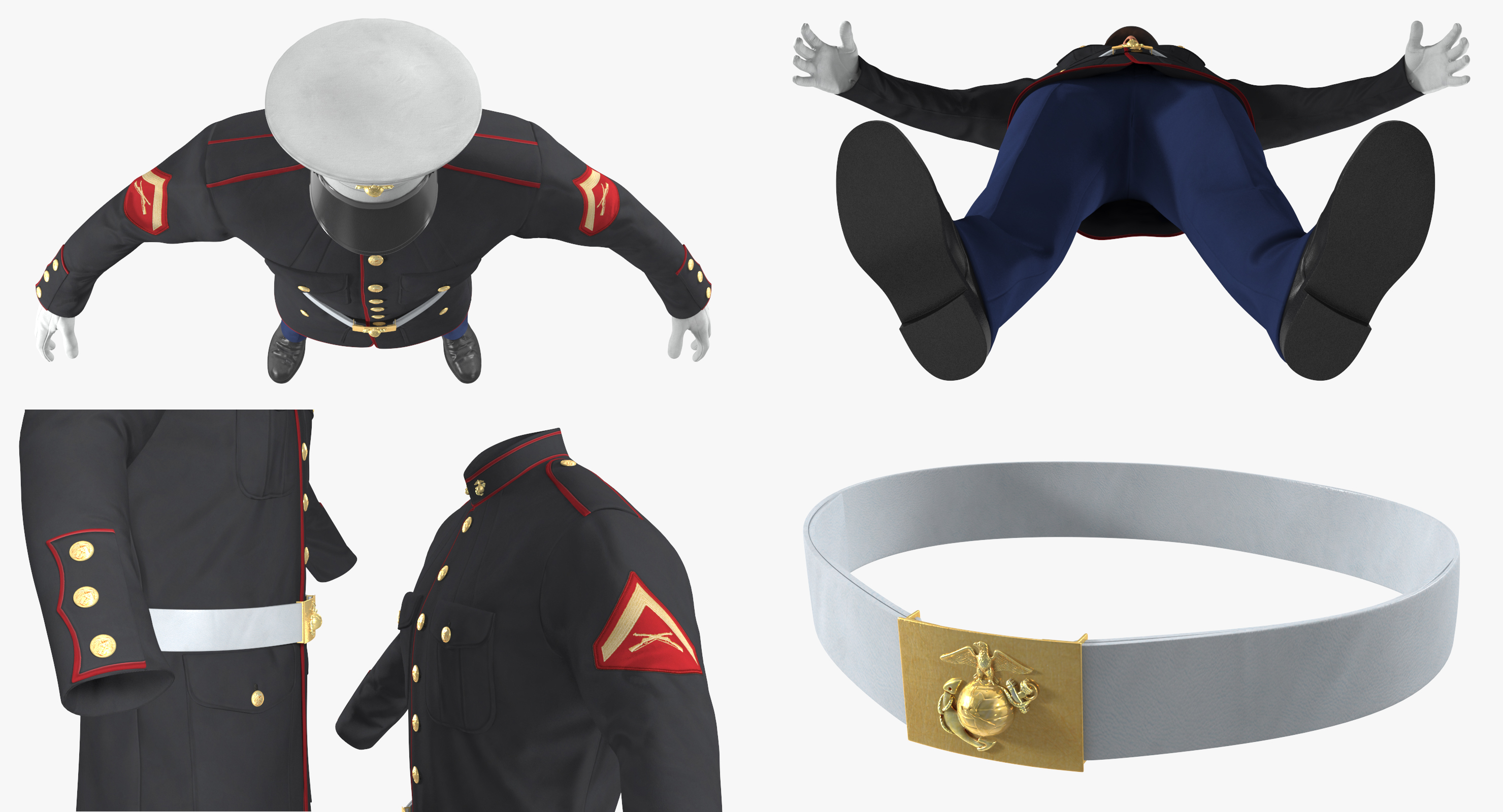 3D US Marine Corps Soldier in Parade Uniform Rigged model