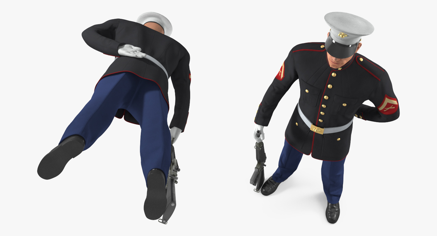 3D US Marine Corps Soldier in Parade Uniform Rigged model