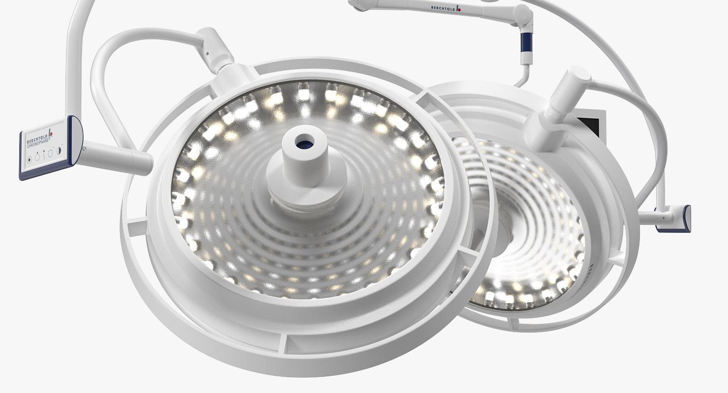 Berchtold Chromophare Ceiling Mount Two Surgical Light with Monitor Rigged 3D model