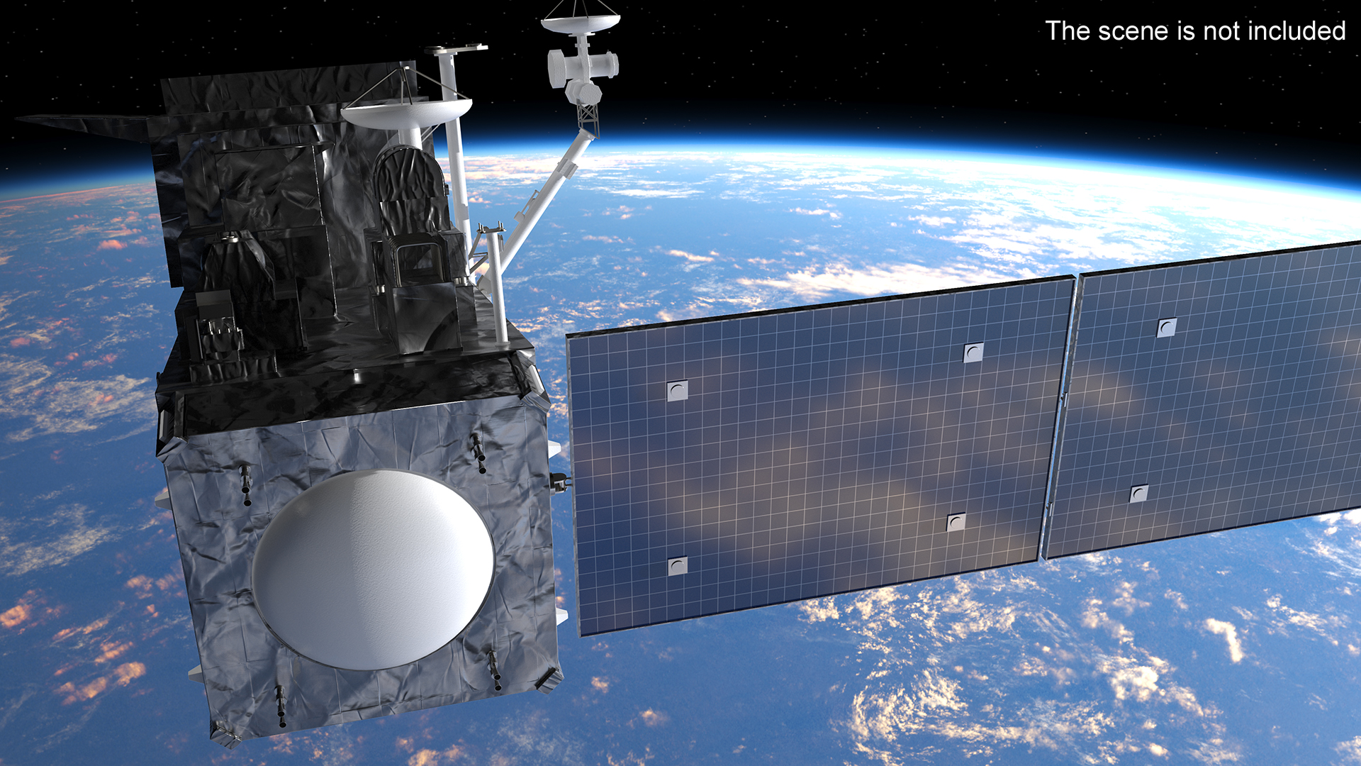 Satellite with Solar Panels 3D