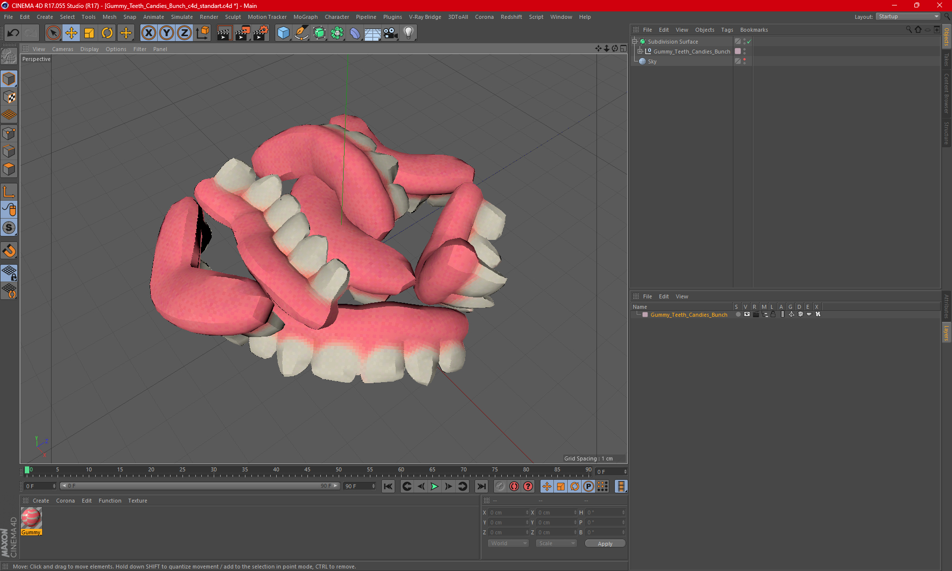 3D model Gummy Teeth Candies Bunch