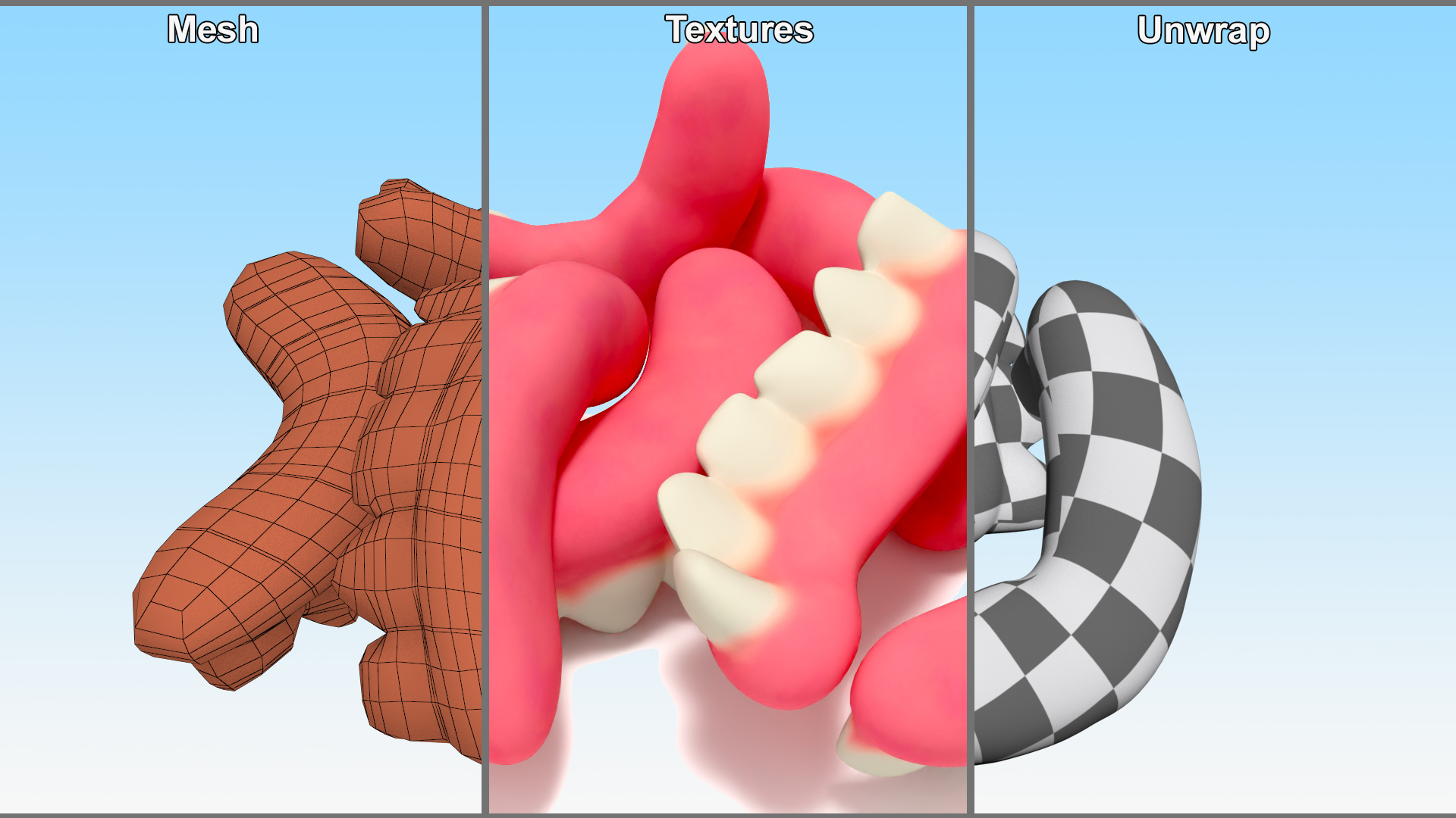 3D model Gummy Teeth Candies Bunch