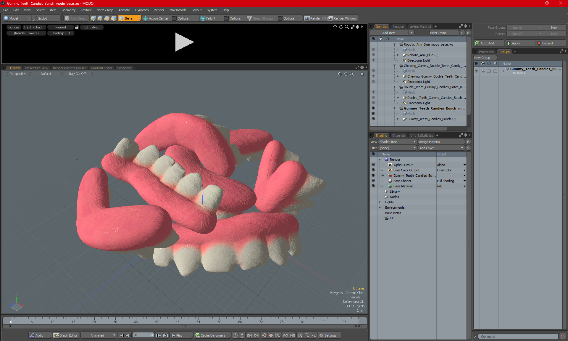 3D model Gummy Teeth Candies Bunch