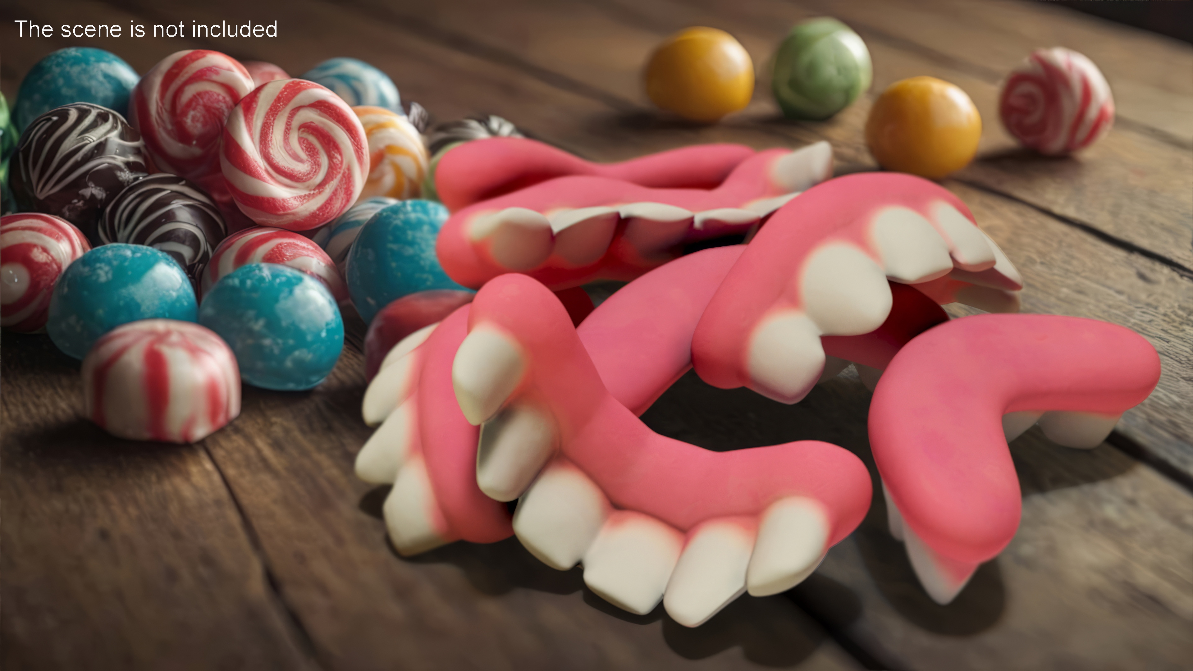 3D model Gummy Teeth Candies Bunch