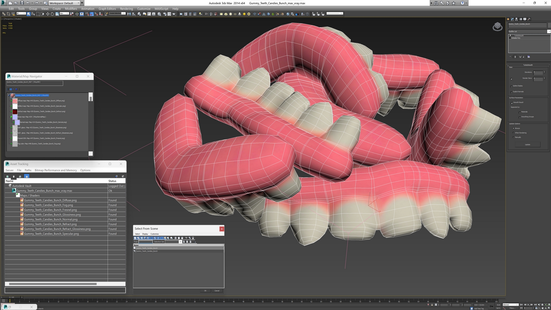 3D model Gummy Teeth Candies Bunch