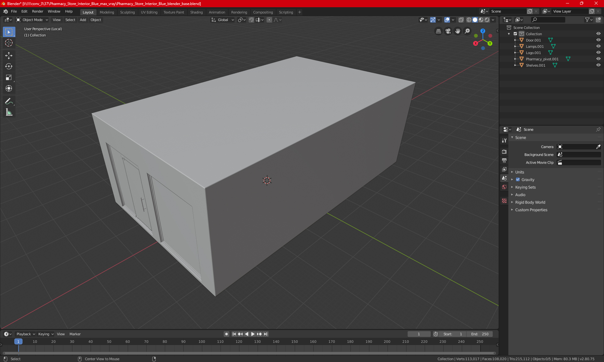 3D Pharmacy Store Interior Blue model