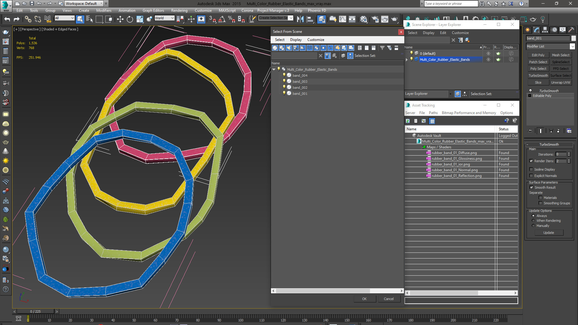 Multi Color Rubber Elastic Bands 3D