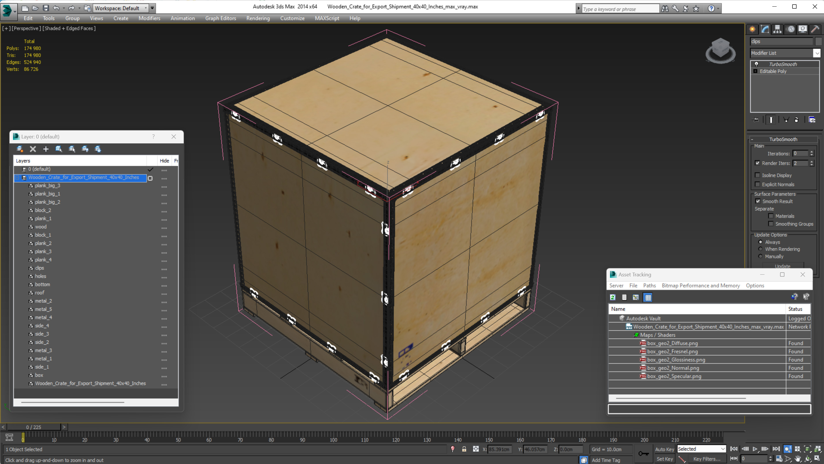 3D model Wooden Crate for Export Shipment 40x40 Inches