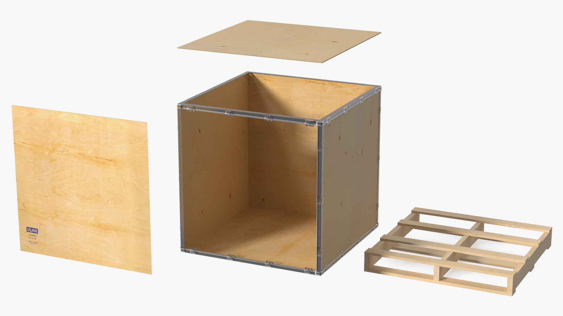 3D model Wooden Crate for Export Shipment 40x40 Inches