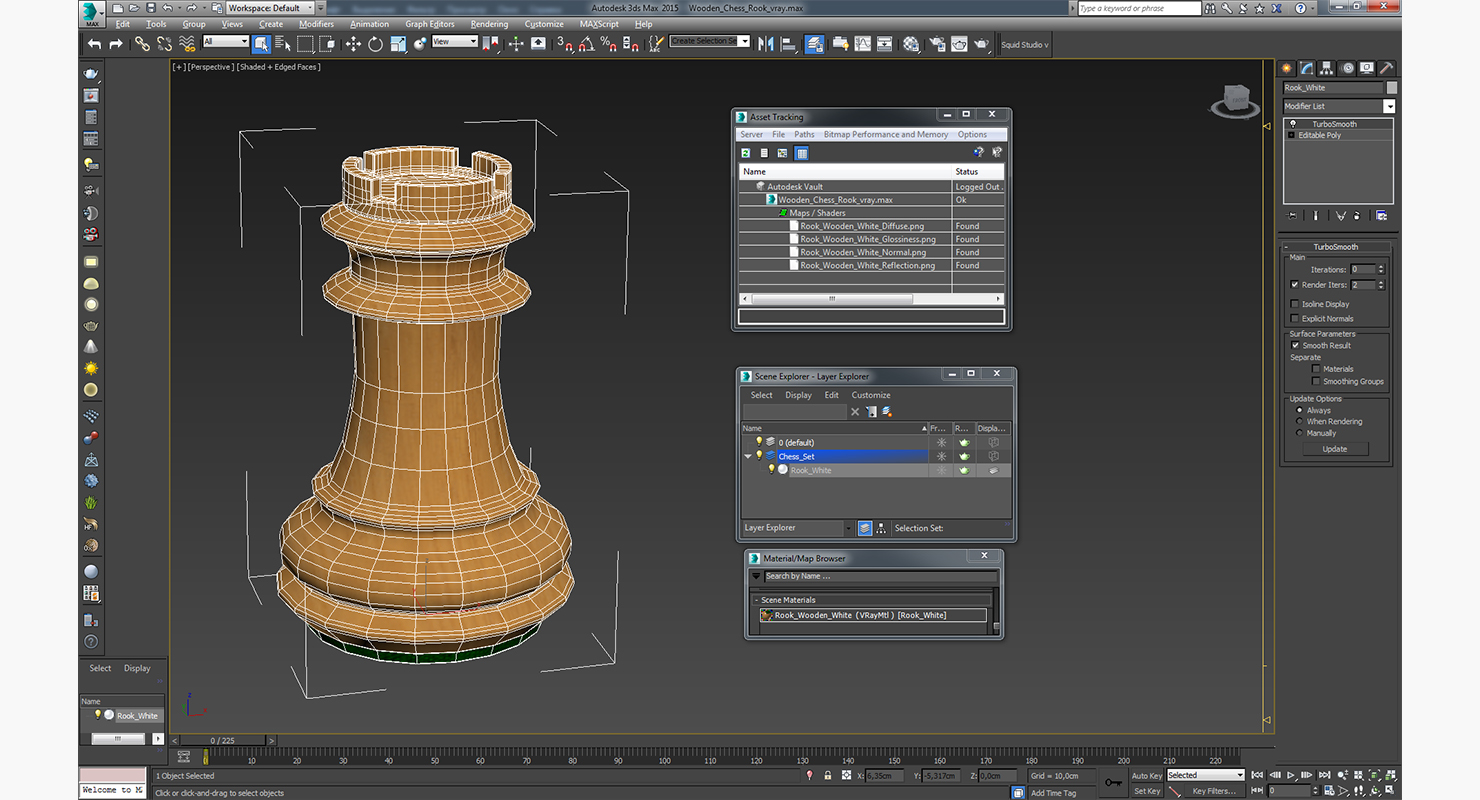 Wooden Chess Rook 3D