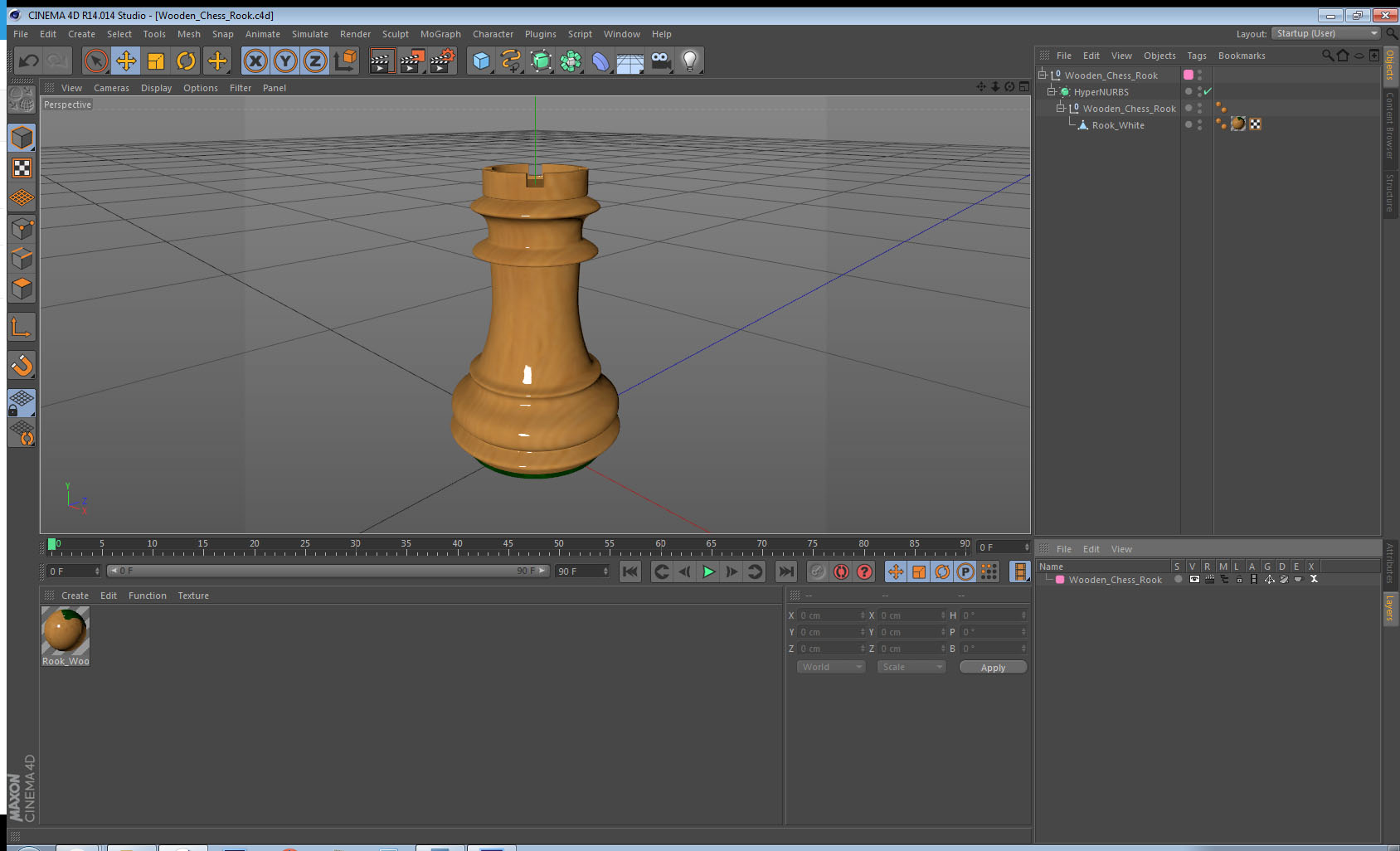 Wooden Chess Rook 3D