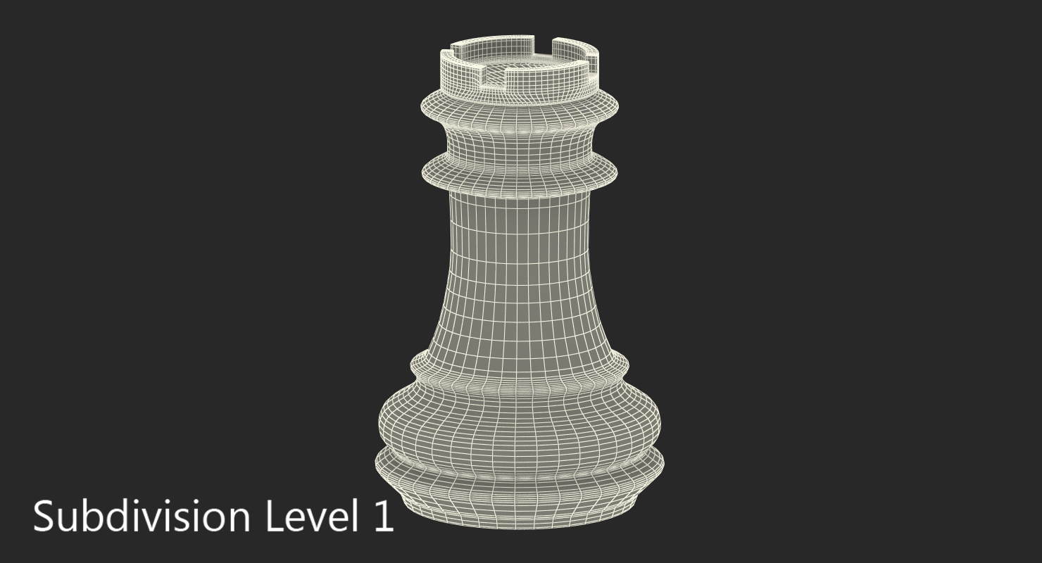 Wooden Chess Rook 3D