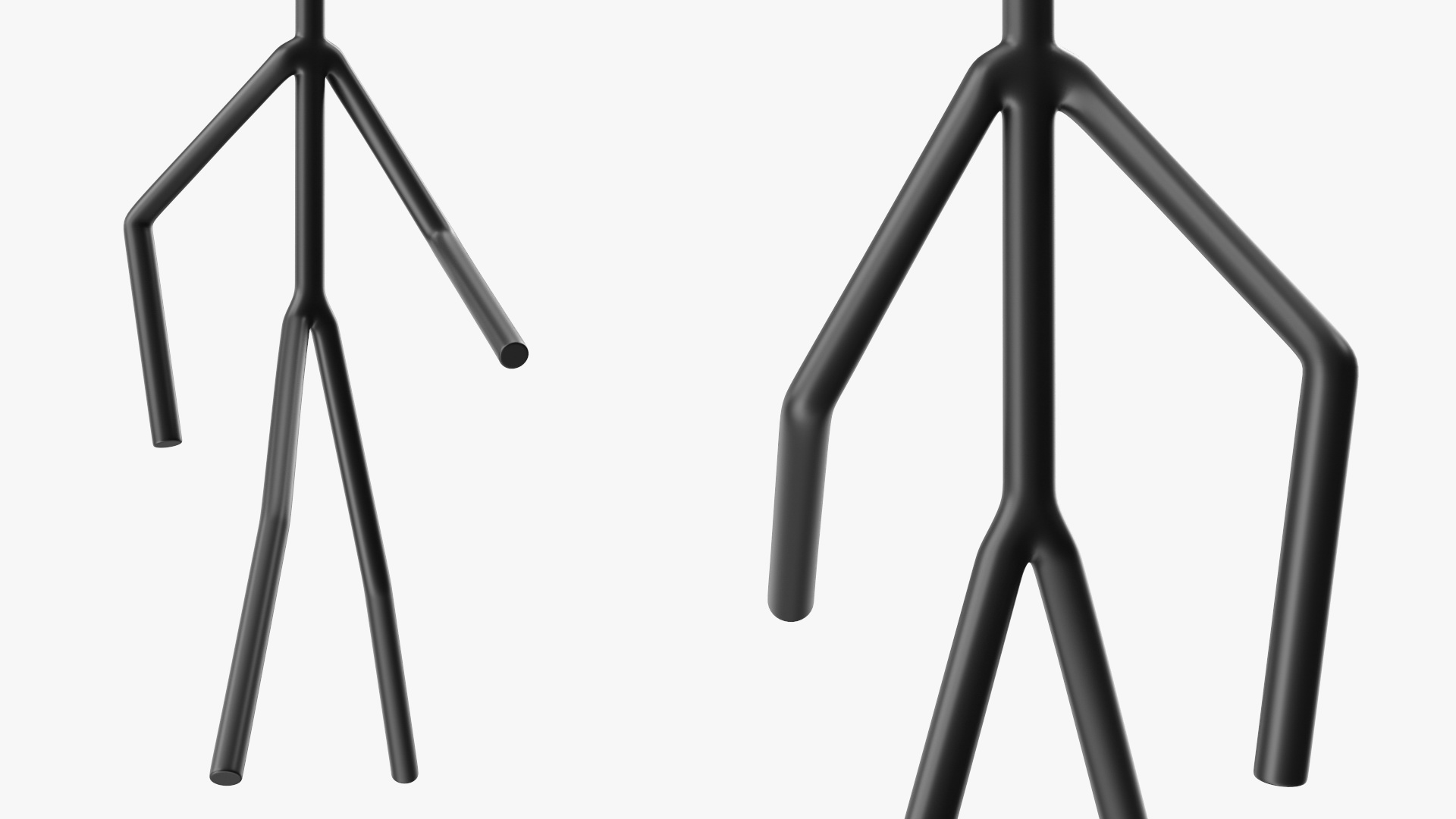 Cartoon Stickman Figure Walking Pose Black 3D