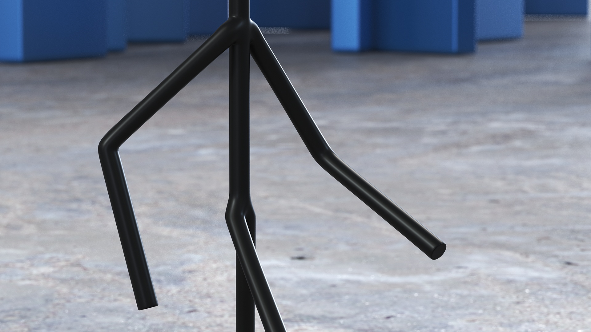 Cartoon Stickman Figure Walking Pose Black 3D