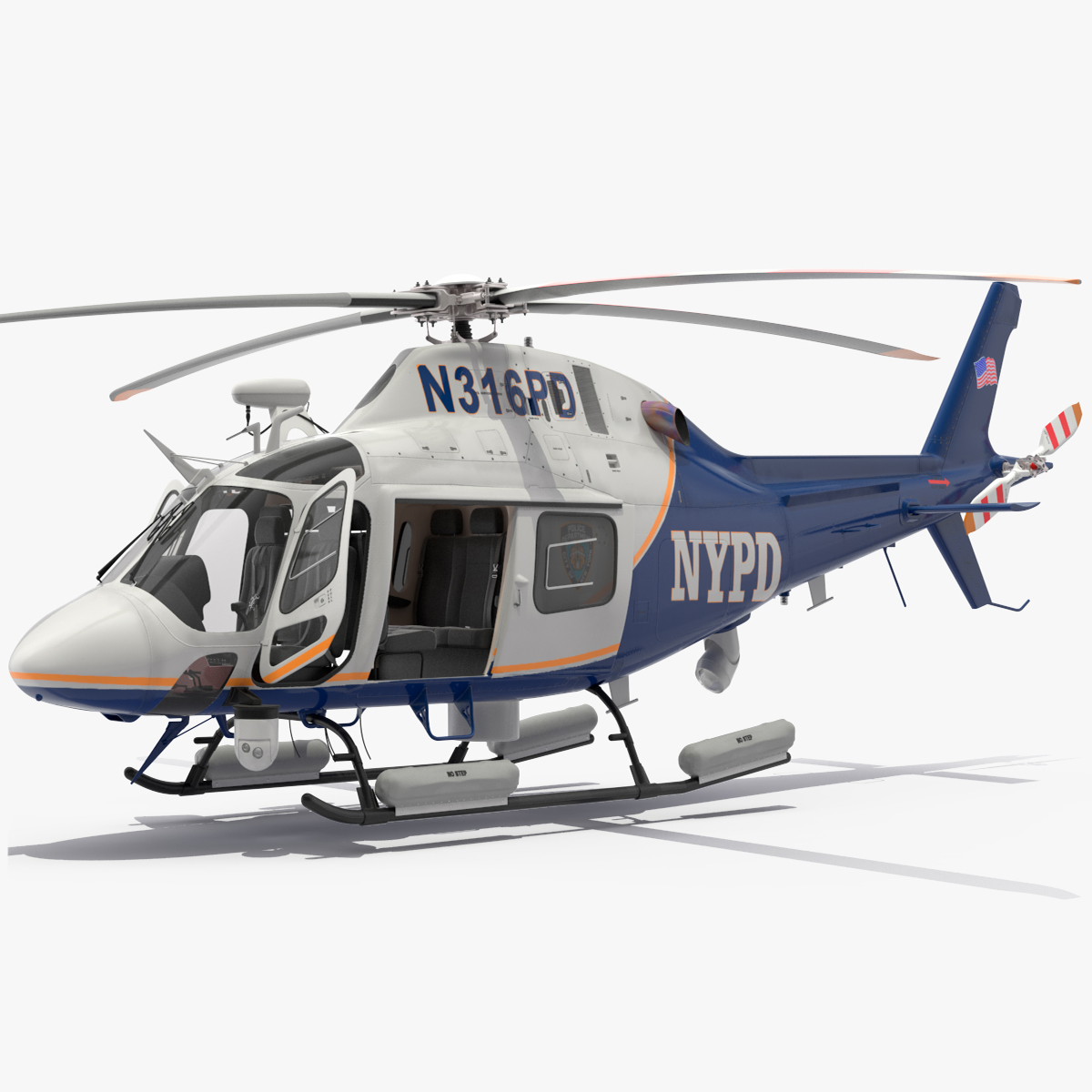 Helicopter AgustaWestland AW119 Police Rigged for Cinema 4D 3D model