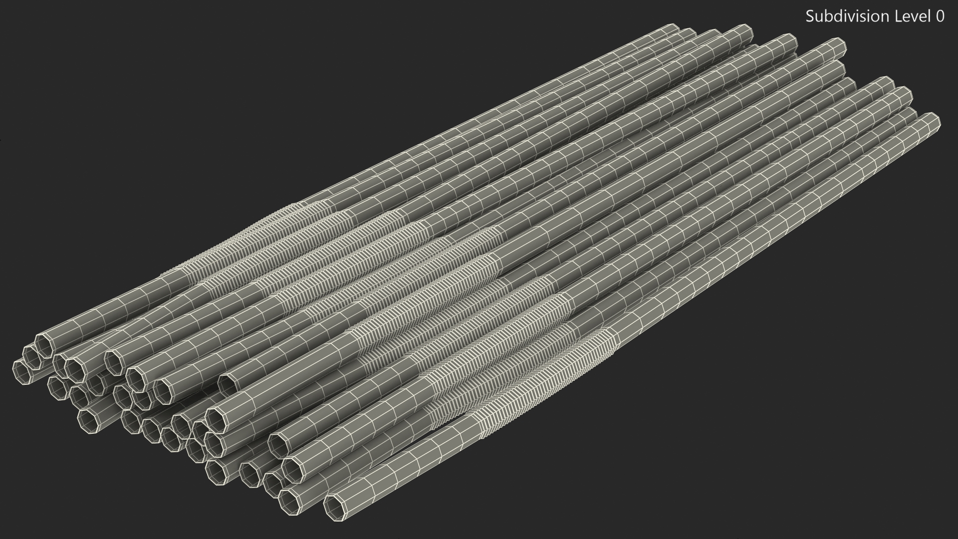 3D model Pile of Multi Colored Striped Drinking Straws